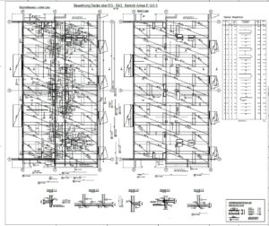 Erstellung von Schal- und Bewehrungsplänen - Beispiel Ausschnitt Bewehrungsplan, Grundriss Decke